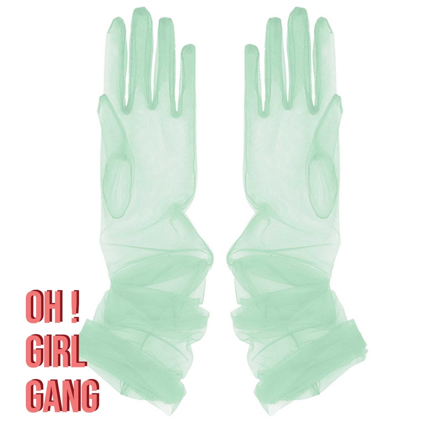 Pastel yellow sheer bridal gloves, Black long tulle gloves, Party costume gloves, Bachelorette party gloves,Summer wedding Tulle gloves. Oh Girl Gang Gloves