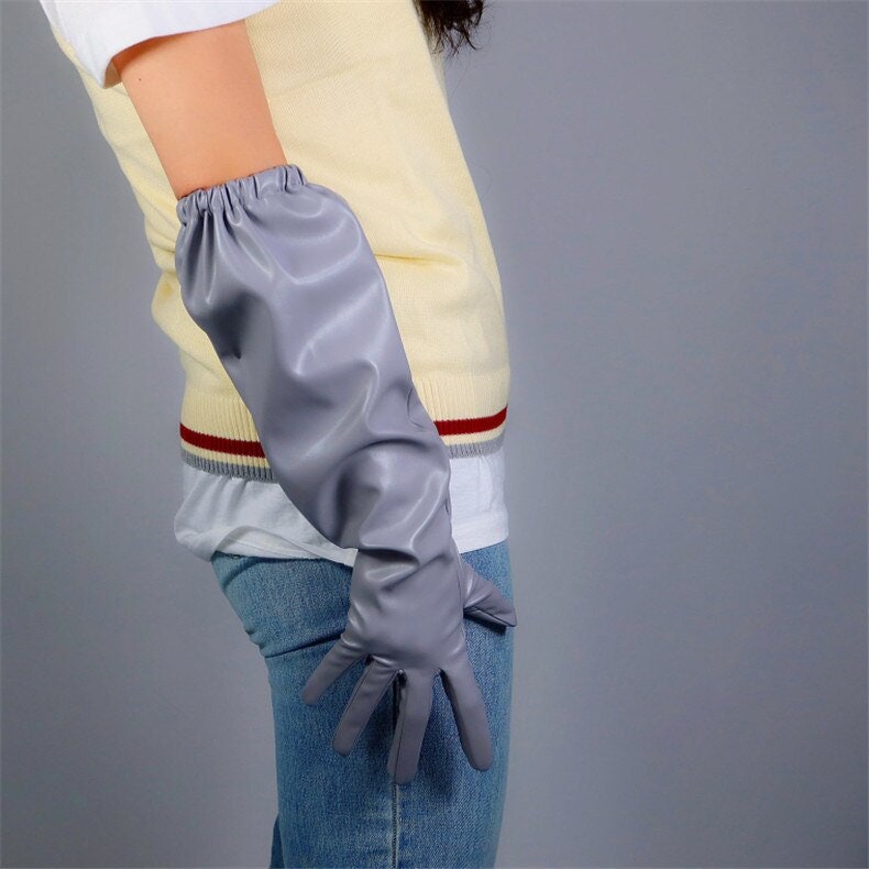 Elegant puff 50cm Leather Gloves, Unisex fashionable gloves, White leather, Black leather, Grey leather, Brown leather, Burgundy leather. Oh Girl Gang Gloves