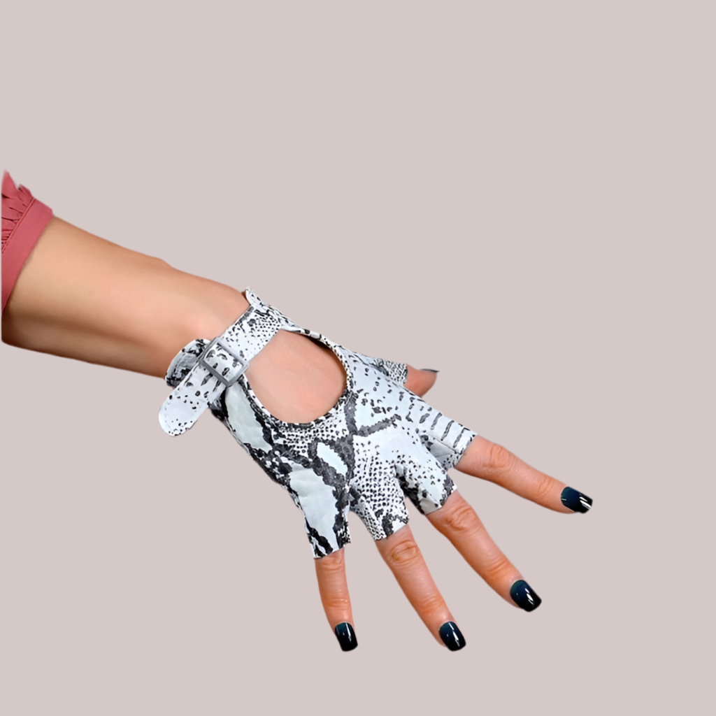 Coloured Genuine leather Half-finger gloves