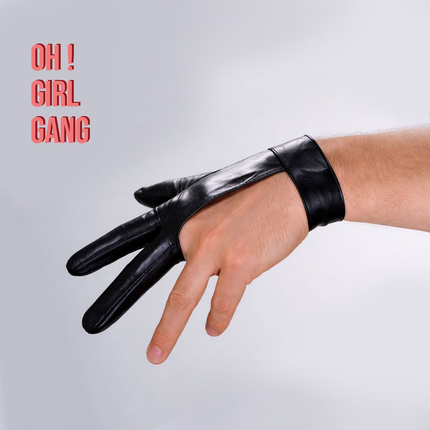Black Genuine Leather 3-Finger Design – Short Billiard & Snooker Glove Style for Stage / Performance (Female / Male Size)