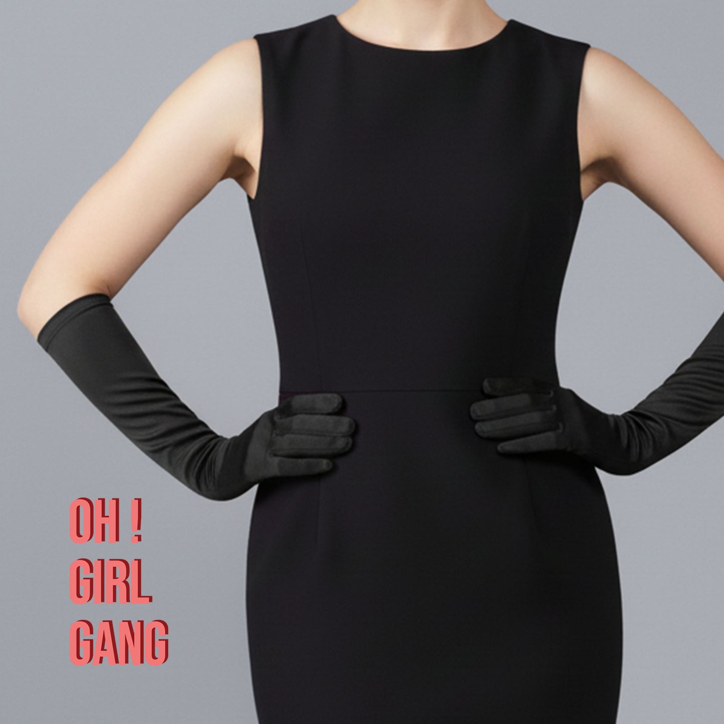 Black Classic Silk Satin  gloves (38cm)