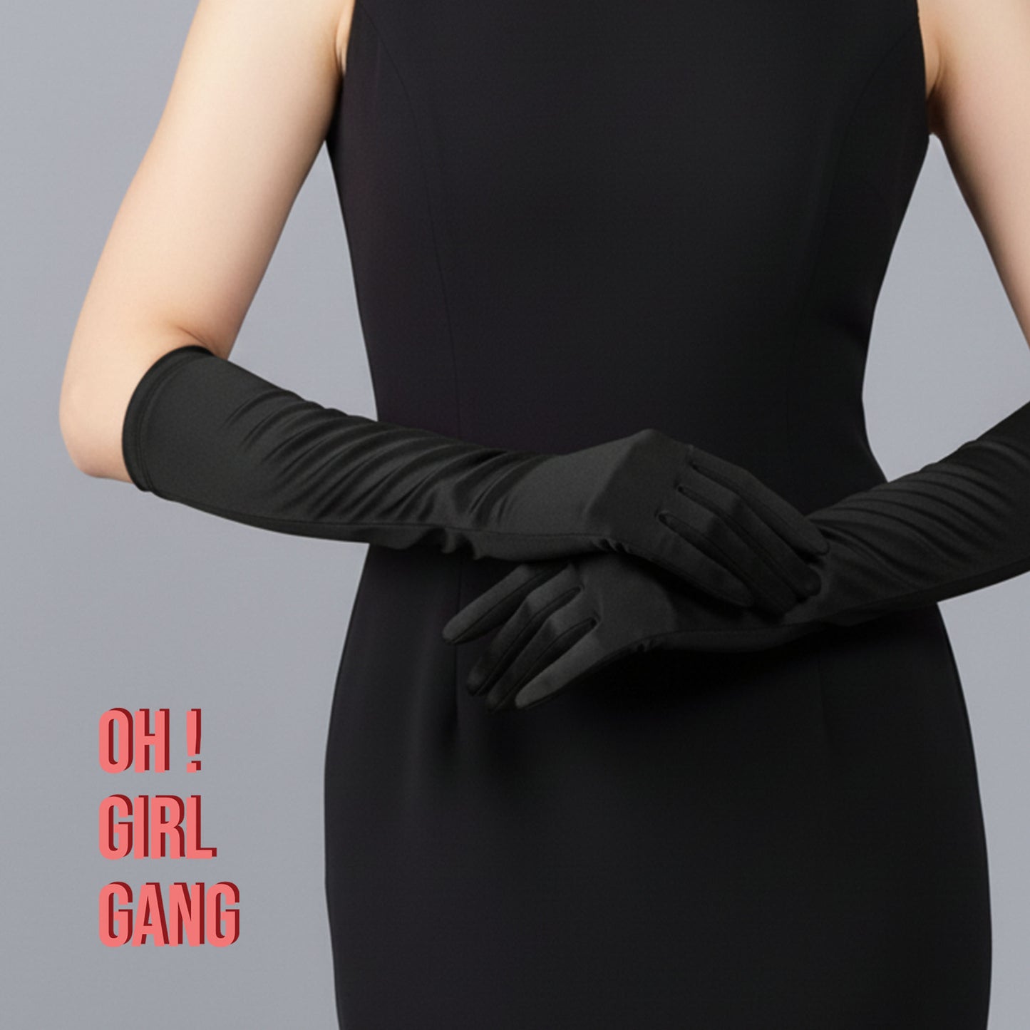 Black Classic Silk Satin  gloves (38cm)