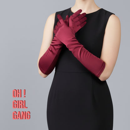 Burgundy Classic Silk Satin  gloves (38cm)