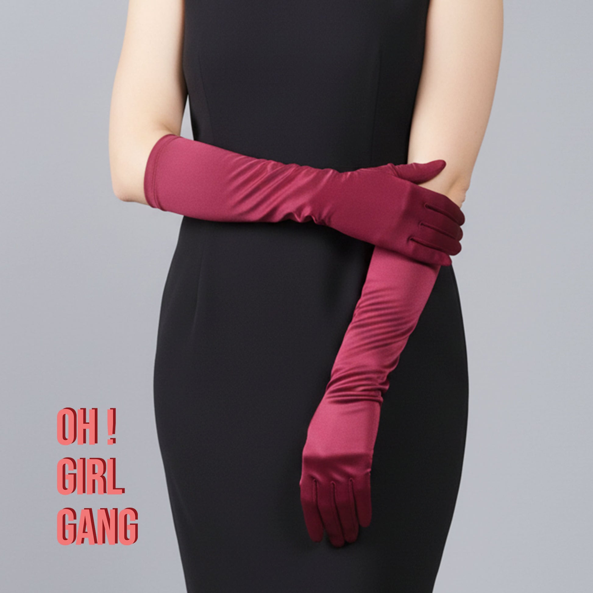 Burgundy Classic Silk Satin  gloves (38cm)