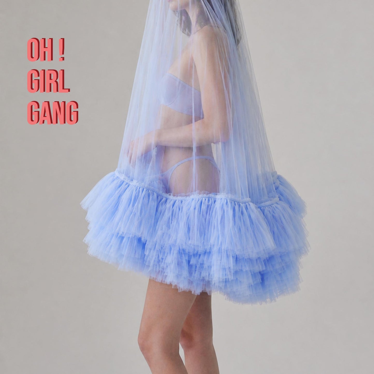 Light Blue Bridal Veil with Ruffles