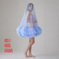 Light Blue Bridal Veil with Ruffles