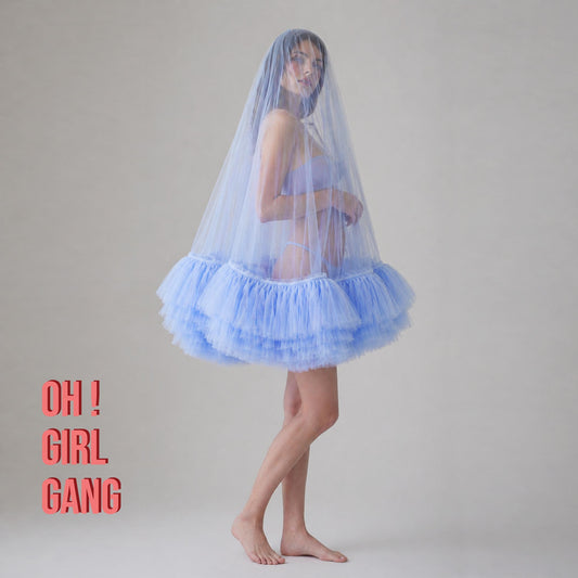 Light Blue Bridal Veil with Ruffles