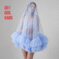 Light Blue Bridal Veil with Ruffles