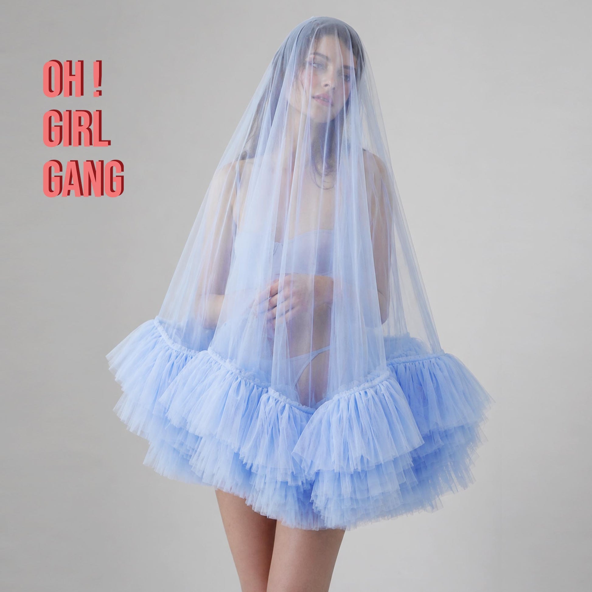 Light Blue Bridal Veil with Ruffles