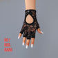 Black Lace Biker Short Gloves