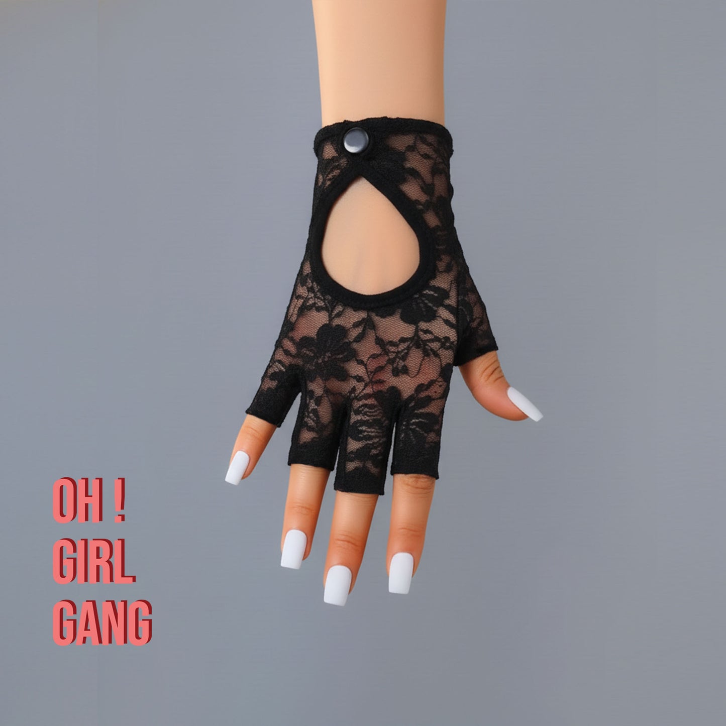 Black Lace Biker Short Gloves