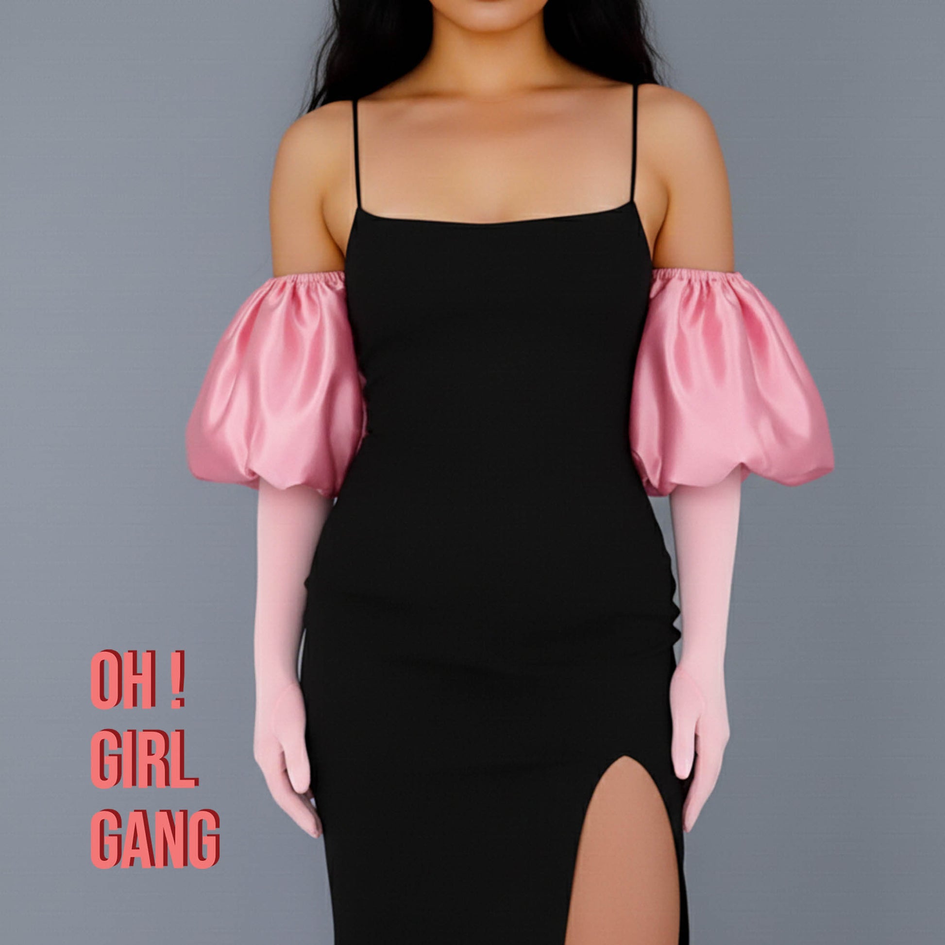 Pink Puff Opera Gloves (50 cm)