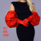Red Satin Bubble Puff Gloves, Bridal Puff Satin Gloves in White, Black, Evening gown, Festival Party Statement Gloves, Drag Stage gloves