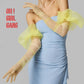 Yellow Tulle Opera Gloves with Puffs (90cm)