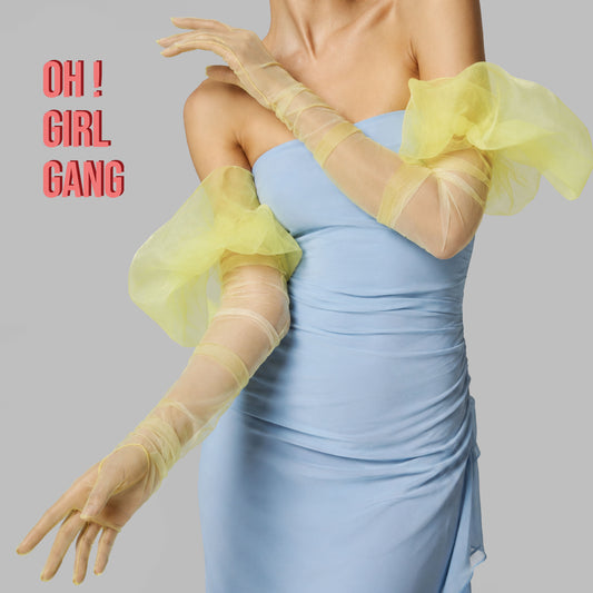 Yellow Tulle Opera Gloves with Puffs (90cm)