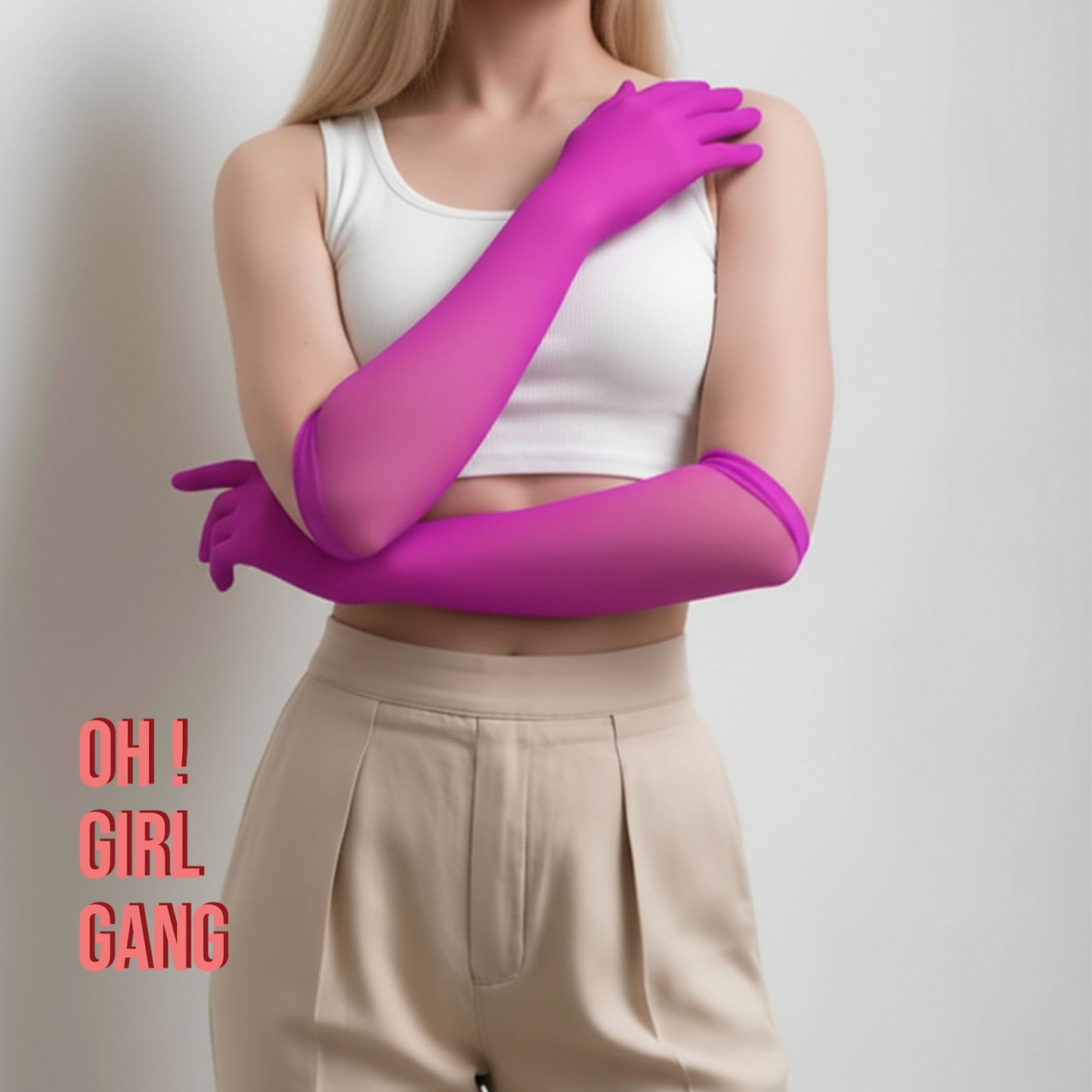 Stretchy Tulle touch screen Gloves: Pink