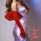 Light Pink Ruffle Satin Opera Gloves ( Magenta Pink, Red, Black, White )