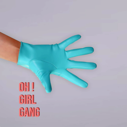 Bright Blue Wide Sleeves Faux Leather Gloves