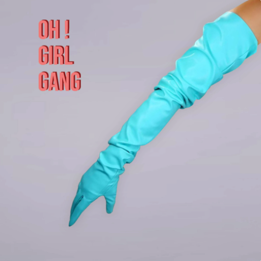 Bright Blue Wide Sleeves Faux Leather Gloves