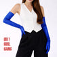 Blue Genuine Leather Opera-Length Statement – 70 cm Long Design for Evening, Stage & Formal Wear (Black/Red)