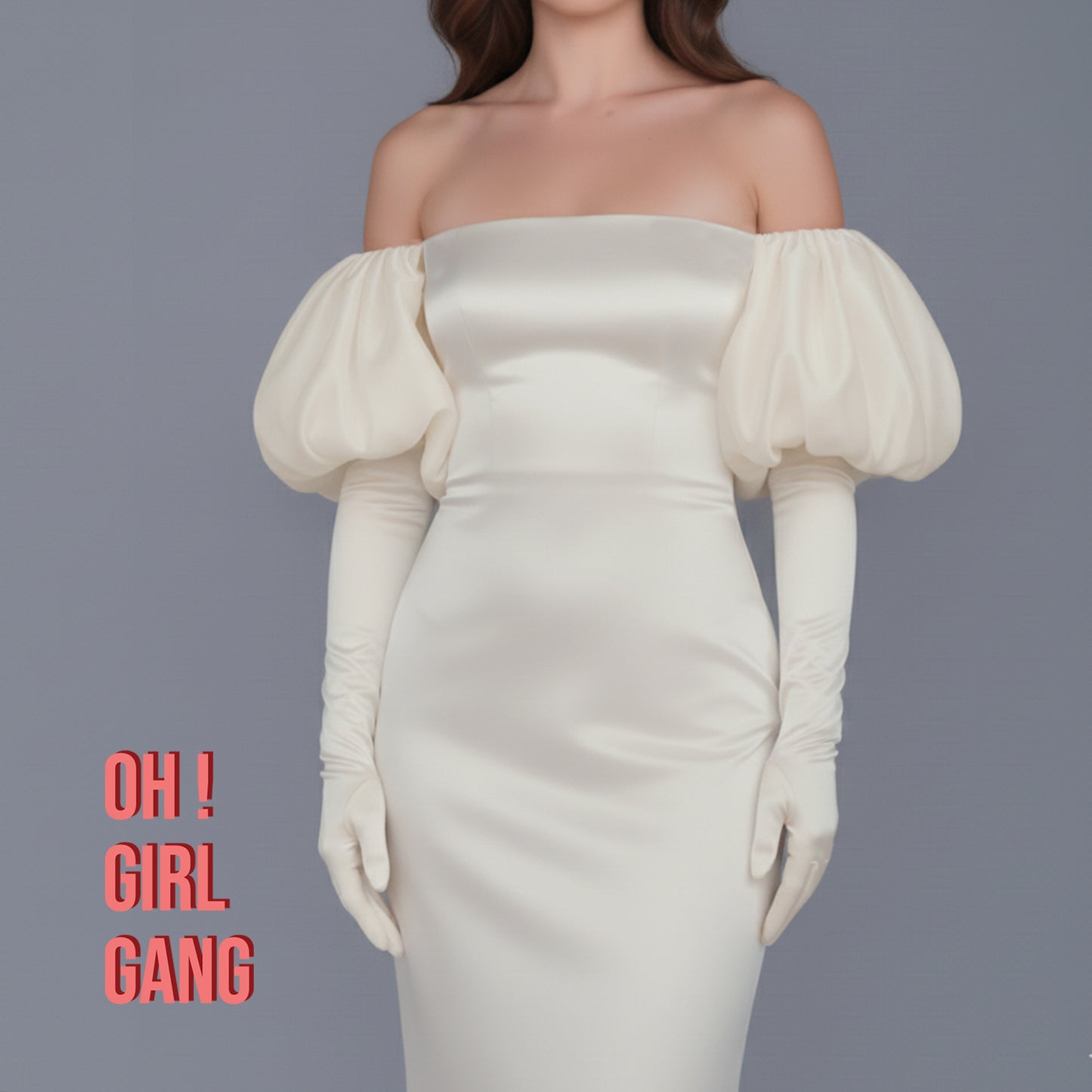 Beige Puff Bridal Opera Gloves (Satin)