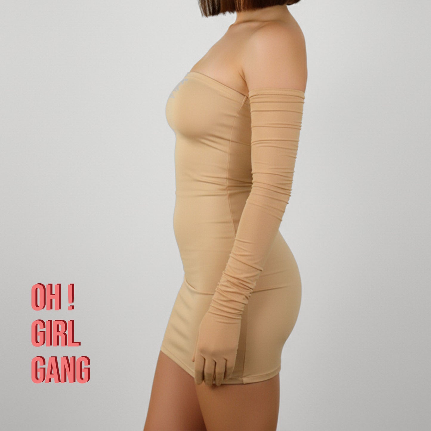 Beige Elbow length Opera gloves with 8 colors: Touch-Screen Gloves