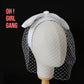 Bridal Birdcage Veil with White Bow – Vintage 1940s Short Hair Headband - Oh Girl Gang bridal