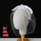Bridal Birdcage Veil with White Bow – Vintage 1940s Short Hair Headband - Oh Girl Gang bridal