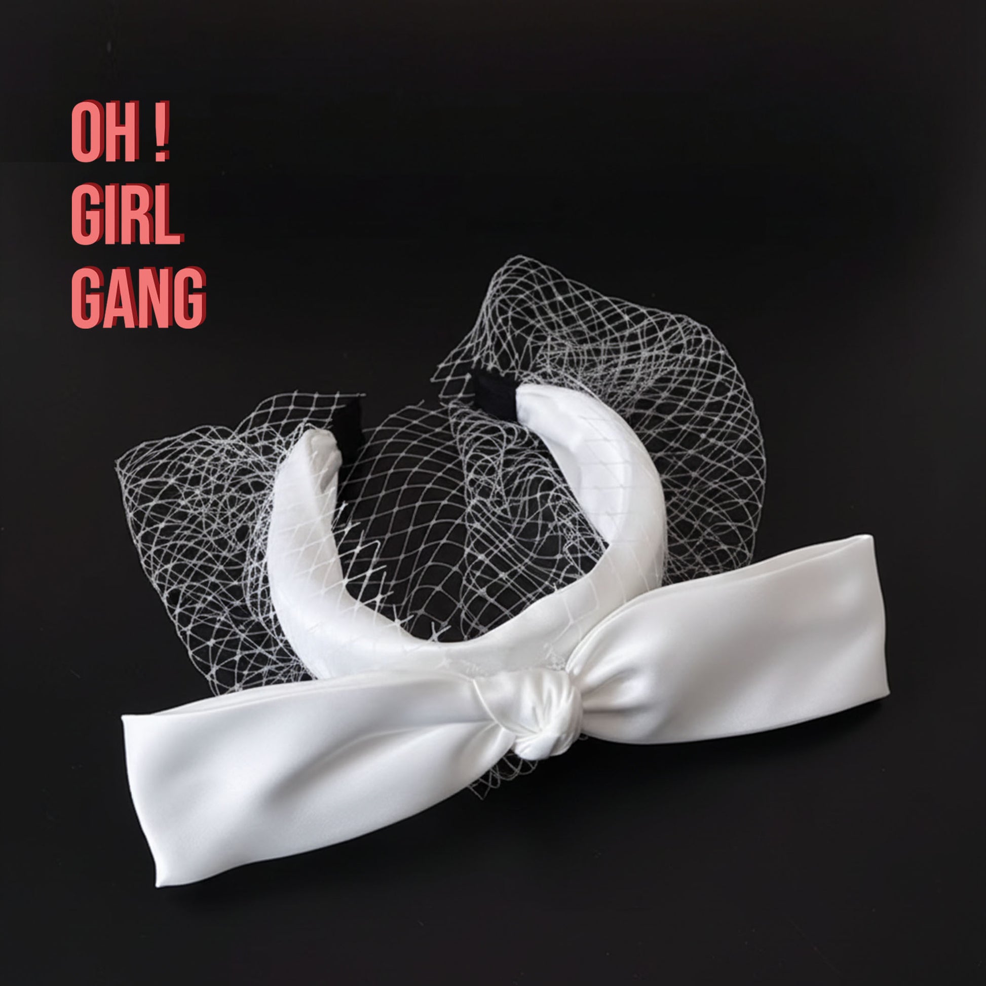 Bridal Birdcage Veil with White Bow – Vintage 1940s Short Hair Headband - Oh Girl Gang bridal