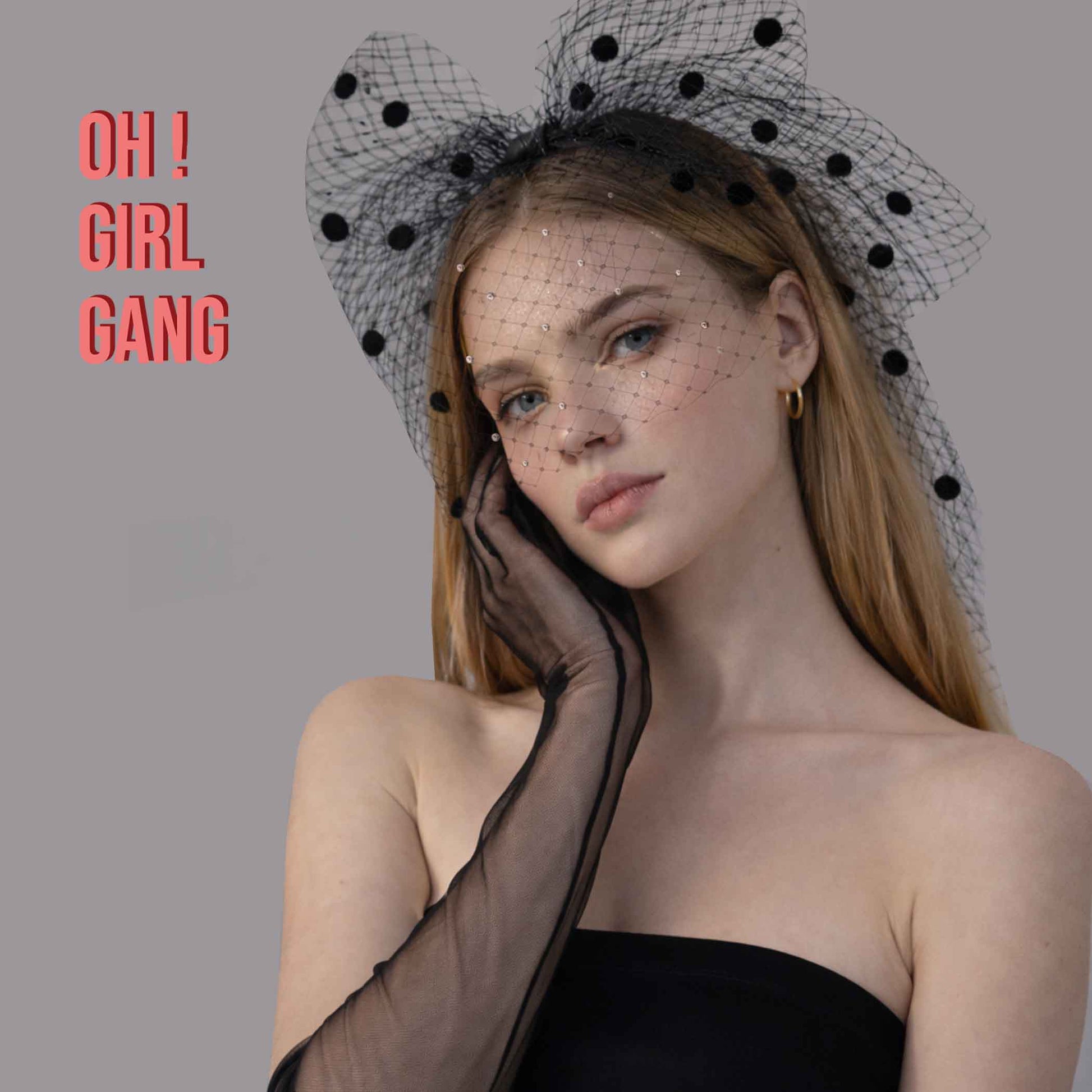 Black Mesh Big Bow Birdcage Veil