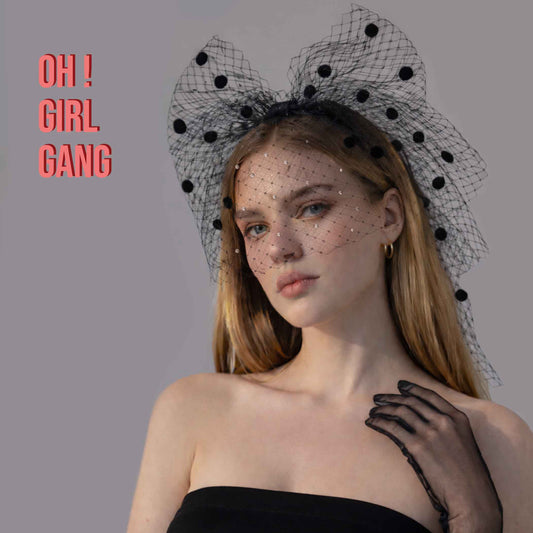 Black Mesh Big Bow Birdcage Veil