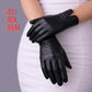 Black Genuine Leather Short Gloves