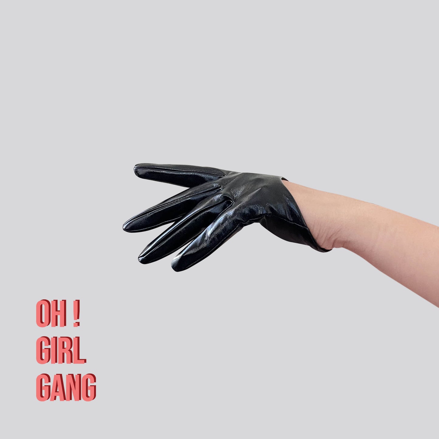 Black Ultrashort Patent Leather Half Palm Gloves