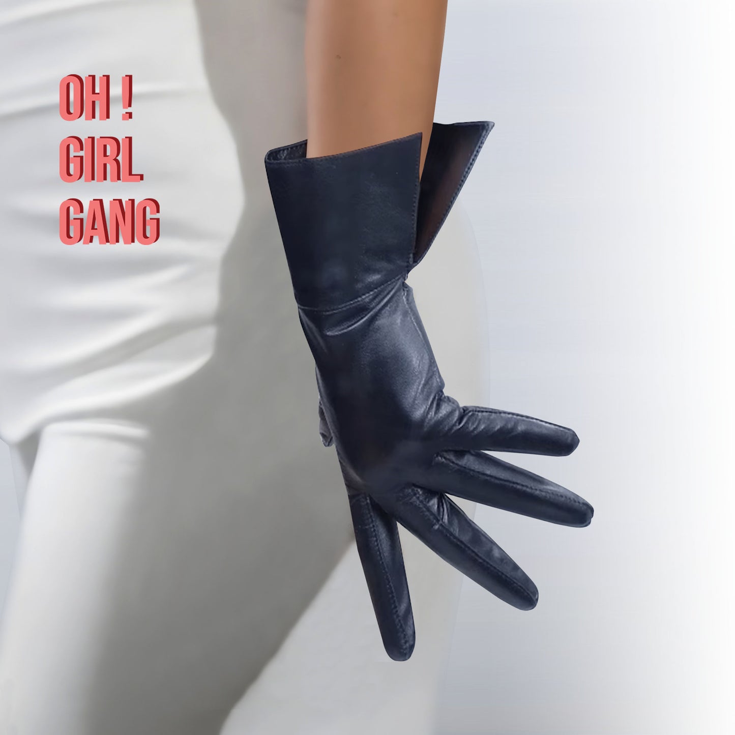 Half Finger Folded Genuine Leather Short Gloves