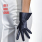Half Finger Folded Genuine Leather Short Gloves