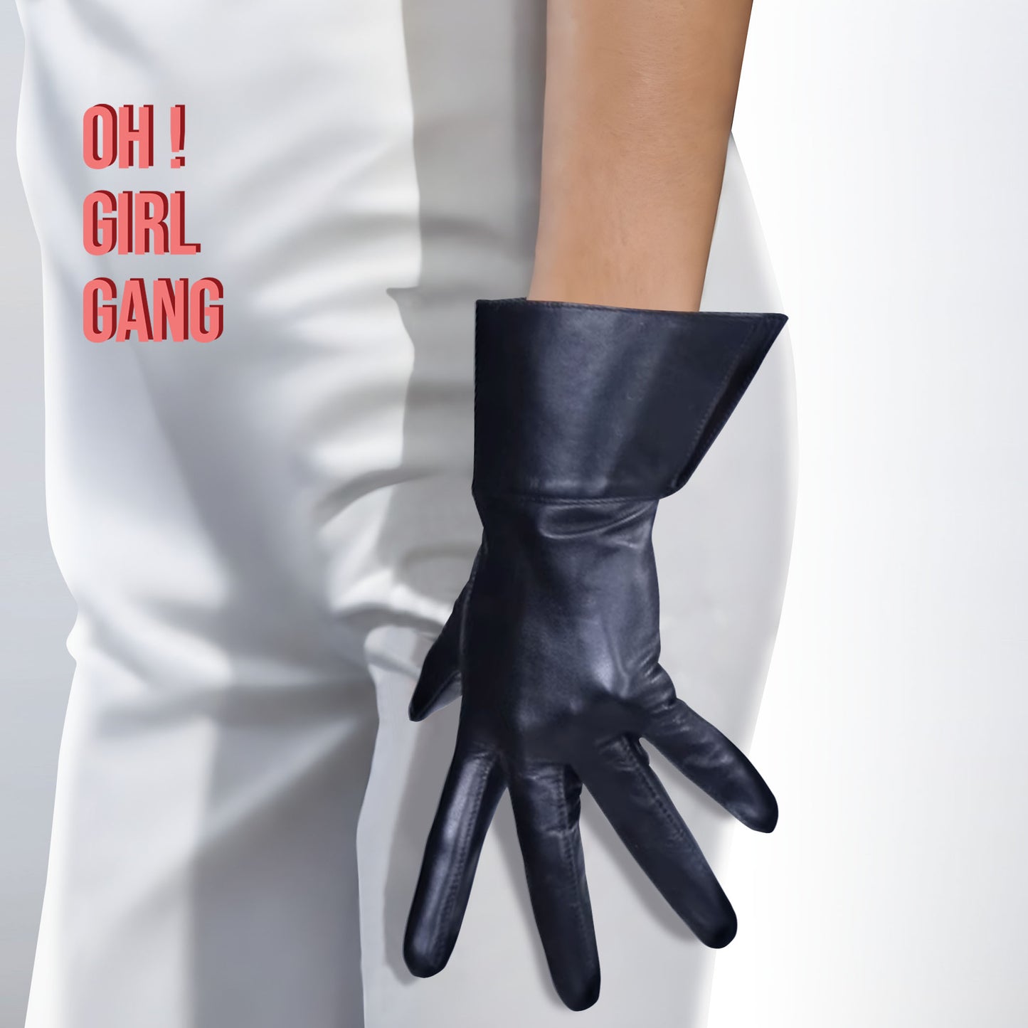 Half Finger Folded Genuine Leather Short Gloves