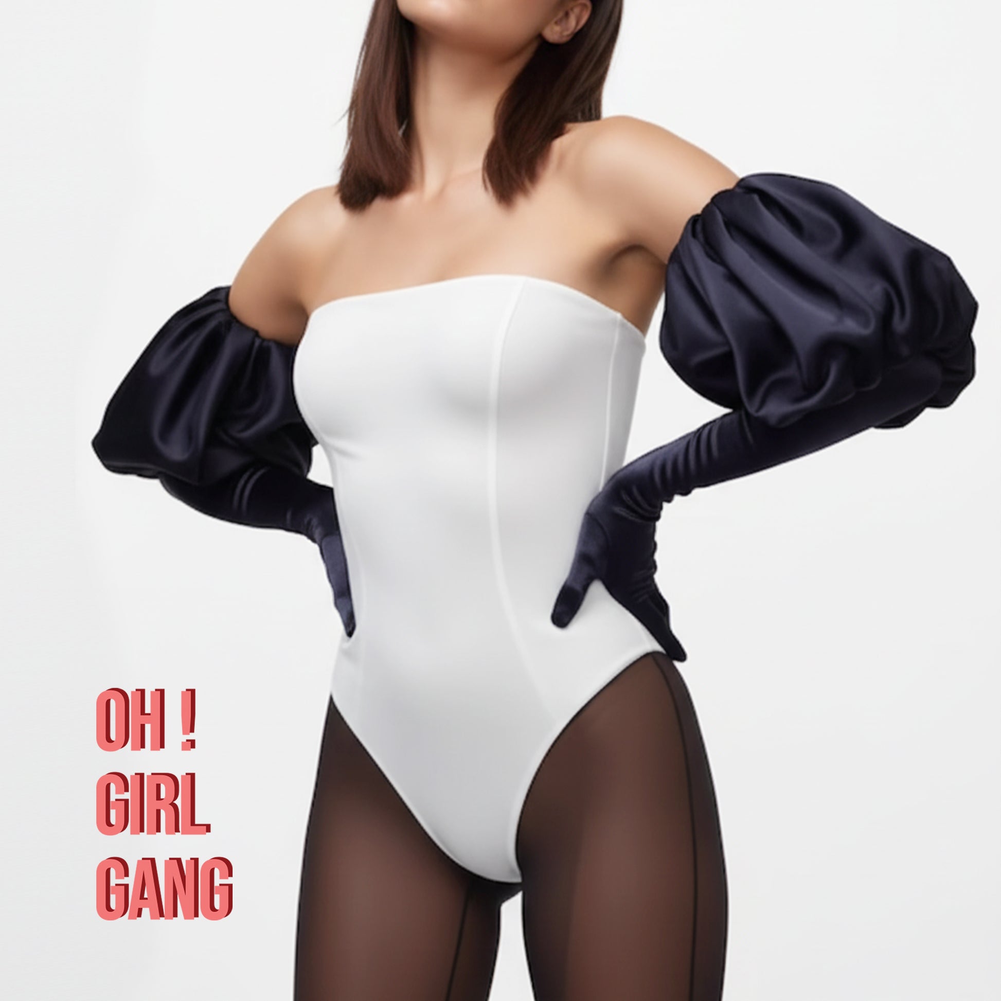 Black Puff Bridal Opera Gloves (Satin)