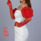 Red Rose Organza Tulle Opera Gloves: Bachelorette, Prom, Evening Dress, Drag Queen. Available in Black and White