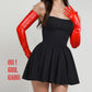 Red Faux Leather Long Evening & Opera Gloves