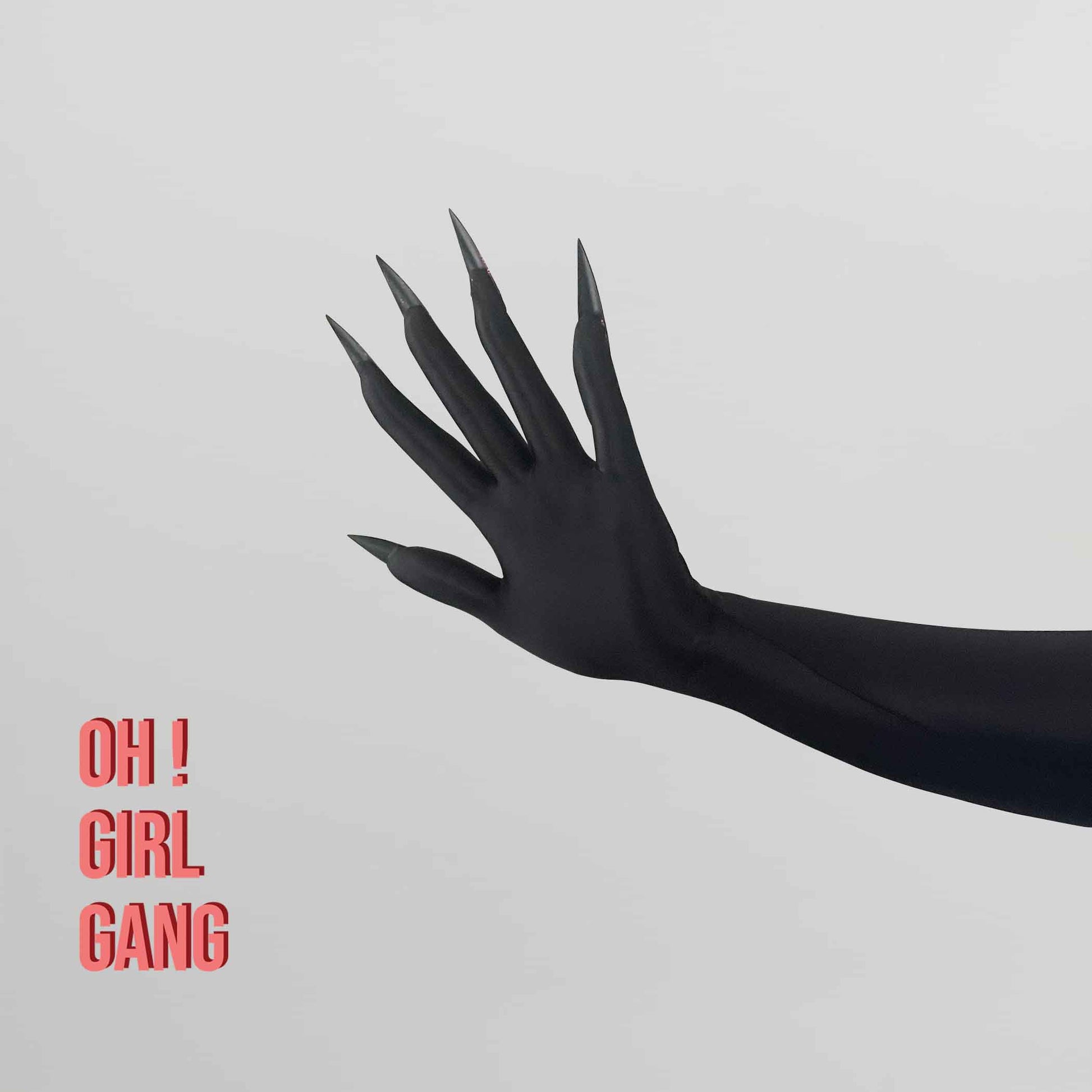 Red Glitter Nails Spandex Long Gloves,  Matt Black Ultra Thin Stretchy, Devils Inspired & Drag Gloves, Raves Concert Festival Stage Costume