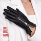 Genuine Leather Short Gloves with Zipper – Black Leather Gloves – Statement Gloves&nbsp;