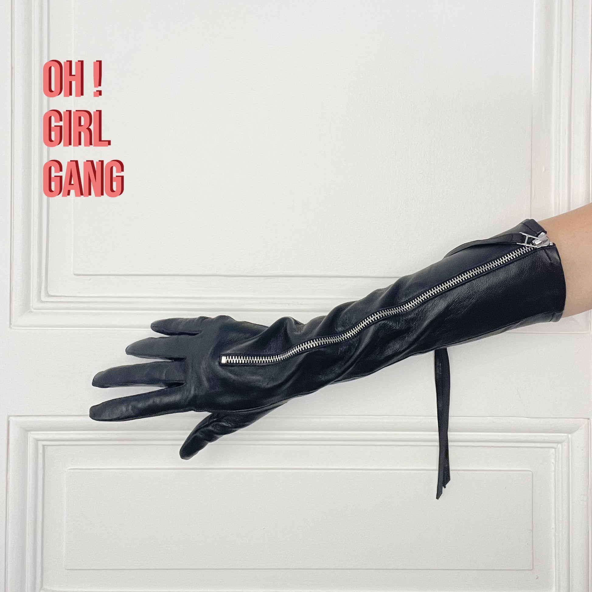 Genuine Leather Opera Gloves with Zipper