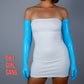 Sky Blue Latex PU opera Gloves, Long Gloves Oh Girl Gang