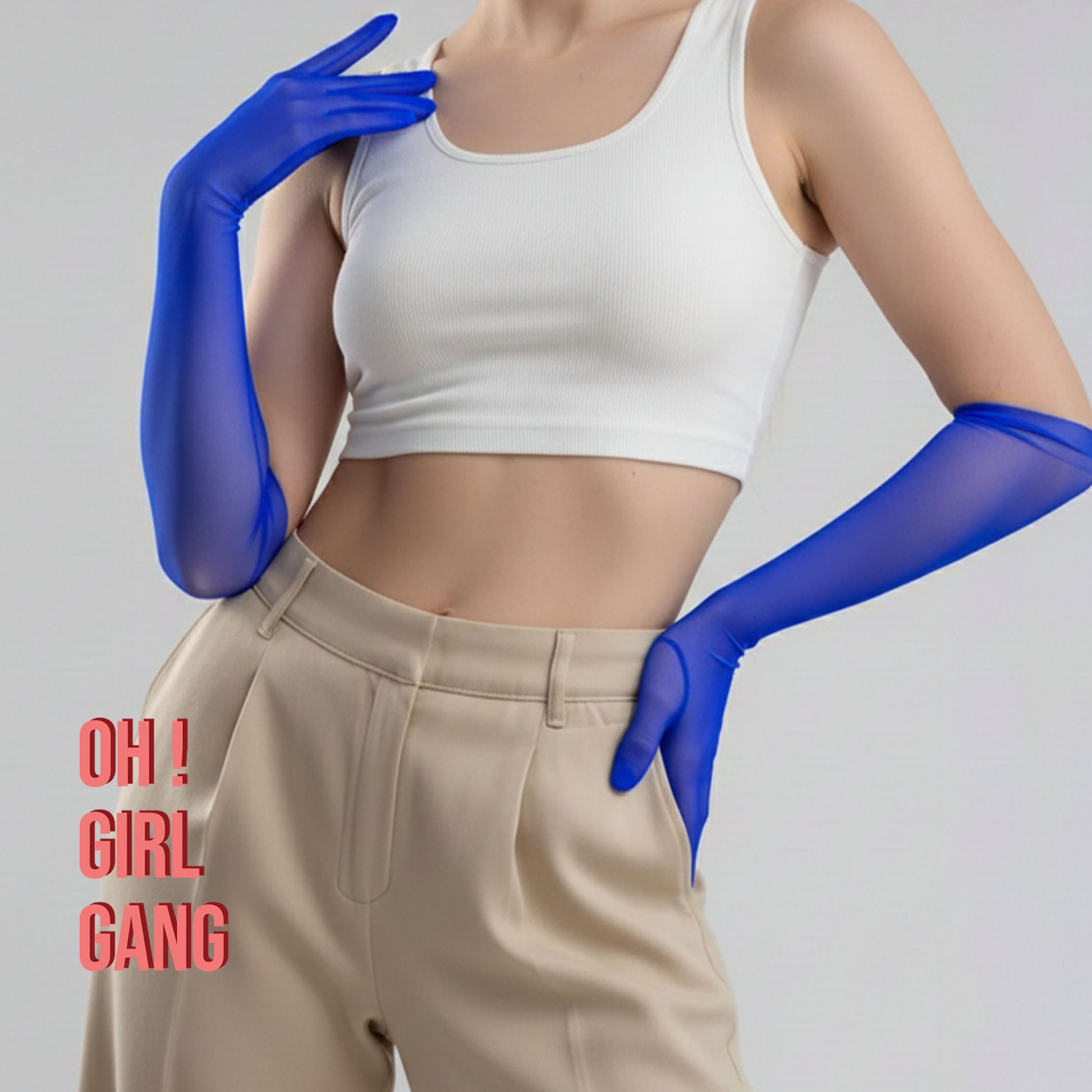 Stretchy Tulle touch screen Gloves: blue