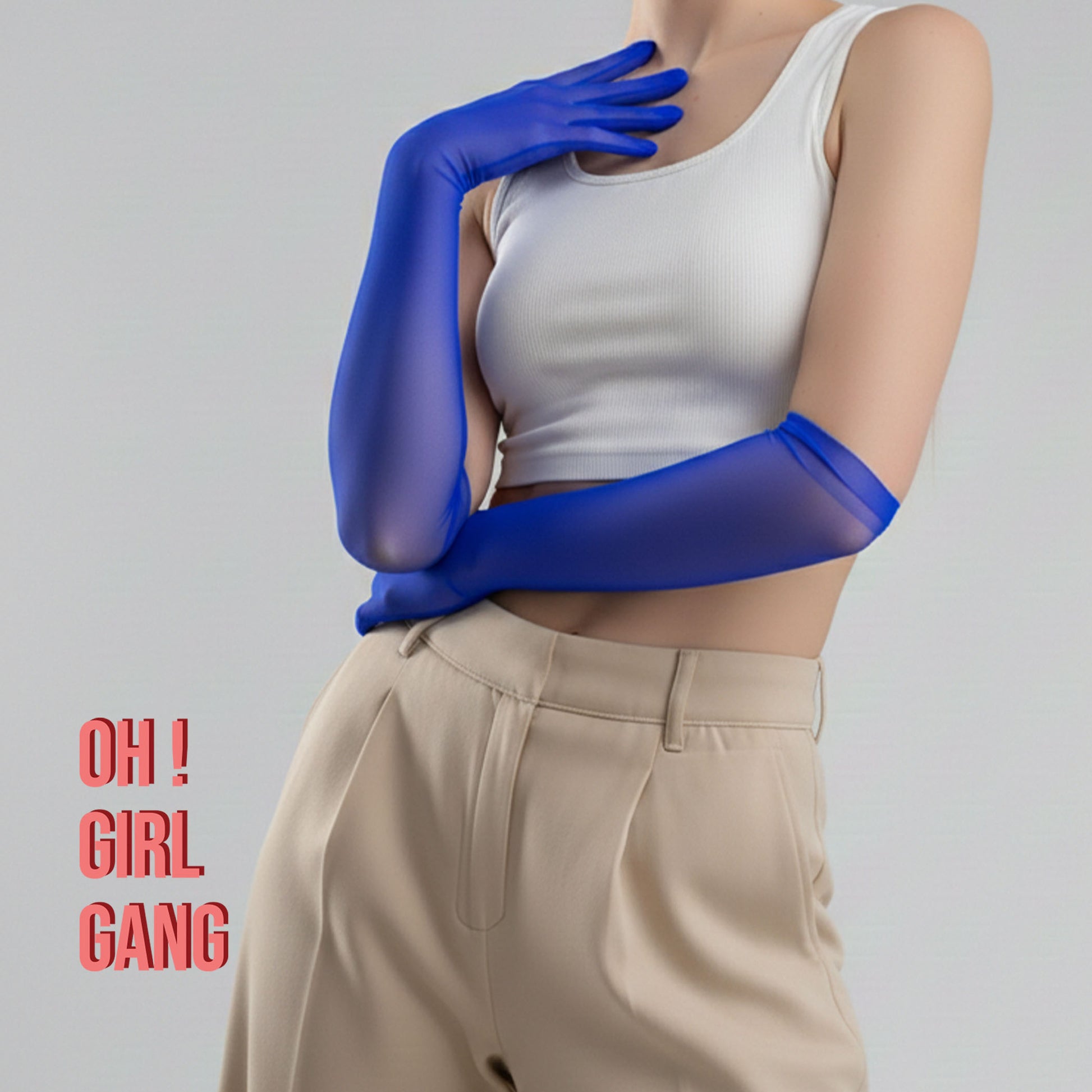 Stretchy Tulle touch screen Gloves: blue