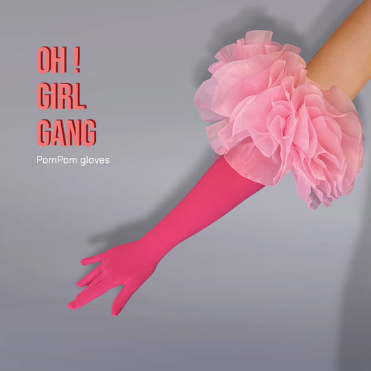 Pink Party Pom Pom Gloves, Puffy Party Costumes
