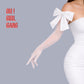 White Tulle Opera Gloves: Big Satin Bow, Show Girl Costume, More Colors Available