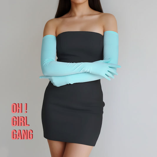 Light Blue Opera Velvet Gloves (60cm, 40cm)