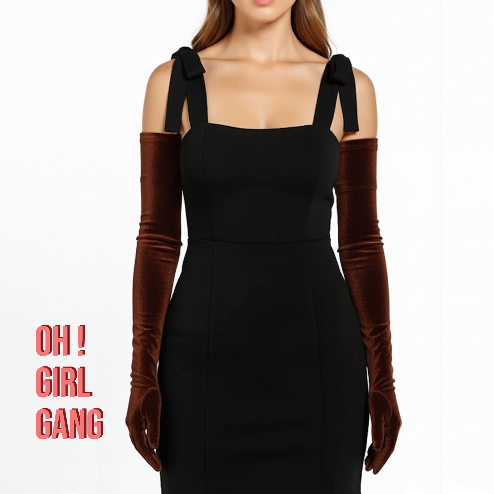 Brown Velvet Long Opera Gloves – 70 cm Prom, Dancer & Stage Costume Accessory