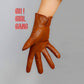 Blue GENUINE LEATHER short gloves, Brown, light blue, Red Fine quality touch screen real leather gloves (25cm), Winter keep warm glove